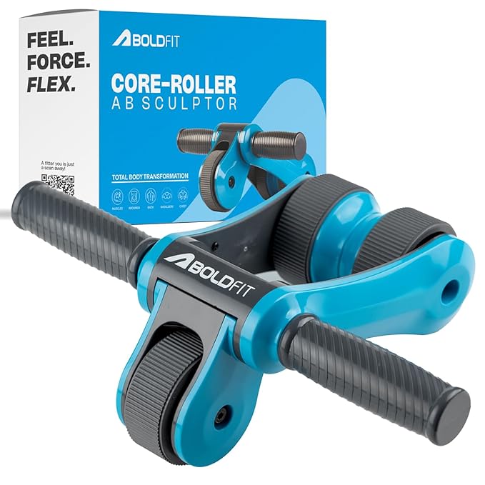 Boldfit Abs Roller for Men & Women Premium Ab Wheel Roller Stomach Abs Roller for Home Workout, Gym Ab Roller for Men Abs Workout Equipment for Abdominal Ab Roller Home Exercise Equipment - Blue